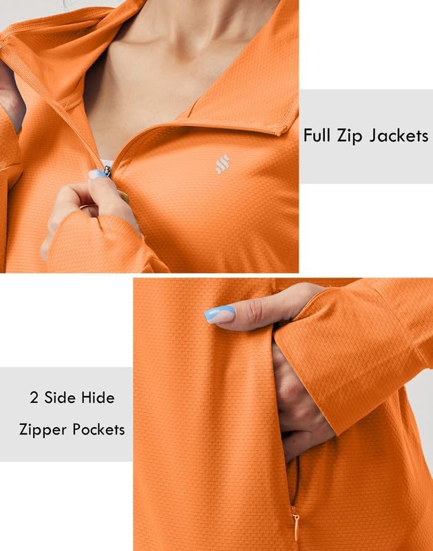 Soothfeel Women's UPF 50+ Sun Protection Hoodie Jacket Lightweight Long Sleeve Sun Shirt for Women with Pocket Hiking Outdoor