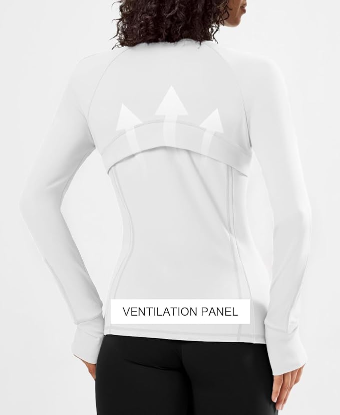 Waitfairy Zip Up Jackets for Women Yoga Gym Top Running Workout Jackets for Woman Track Jacket Women with Thumb Holes