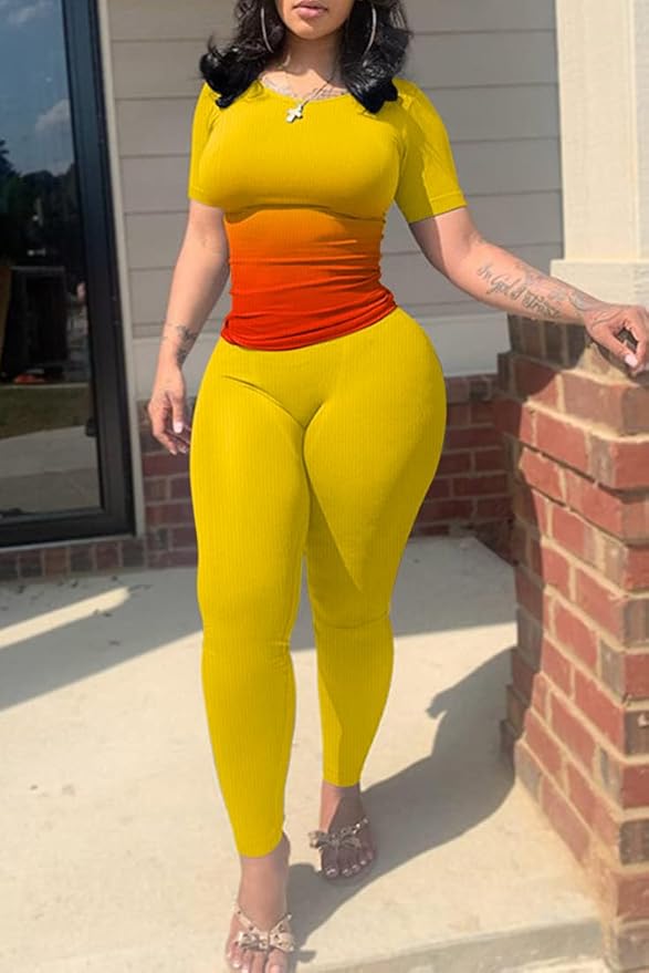 Nimsruc Two Piece Outfits For Women Summer Casual Short Sleeve Jogging Suits