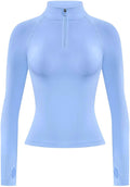 AUROLA Influence Workout Jacket for Women, Half Zip Cropped Slim Fit Long Sleeve Yoga Jackets Athletic Top with Thumb Holes