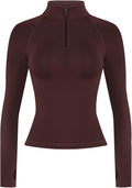 AUROLA Influence Workout Jacket for Women, Half Zip Cropped Slim Fit Long Sleeve Yoga Jackets Athletic Top with Thumb Holes