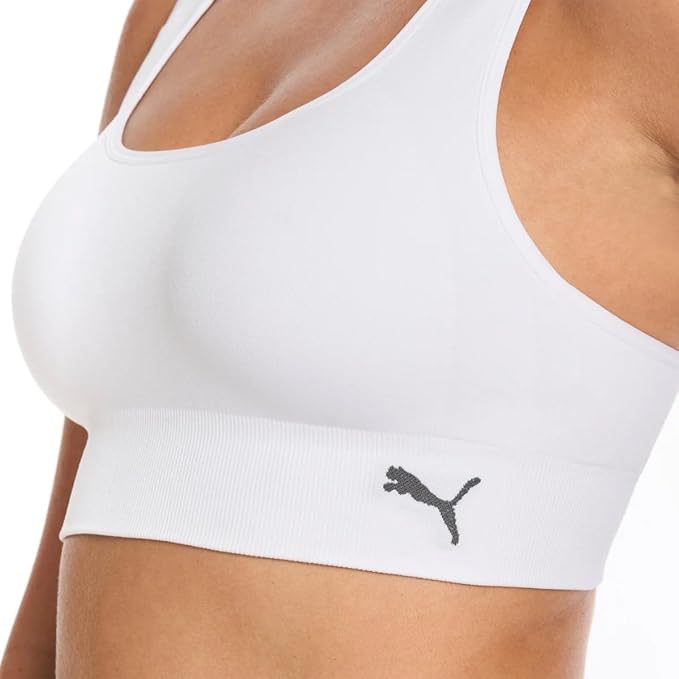 PUMA Sports Bra for Women Lightweight, Seamless Bras with Stretch Fit, 2-Pack
