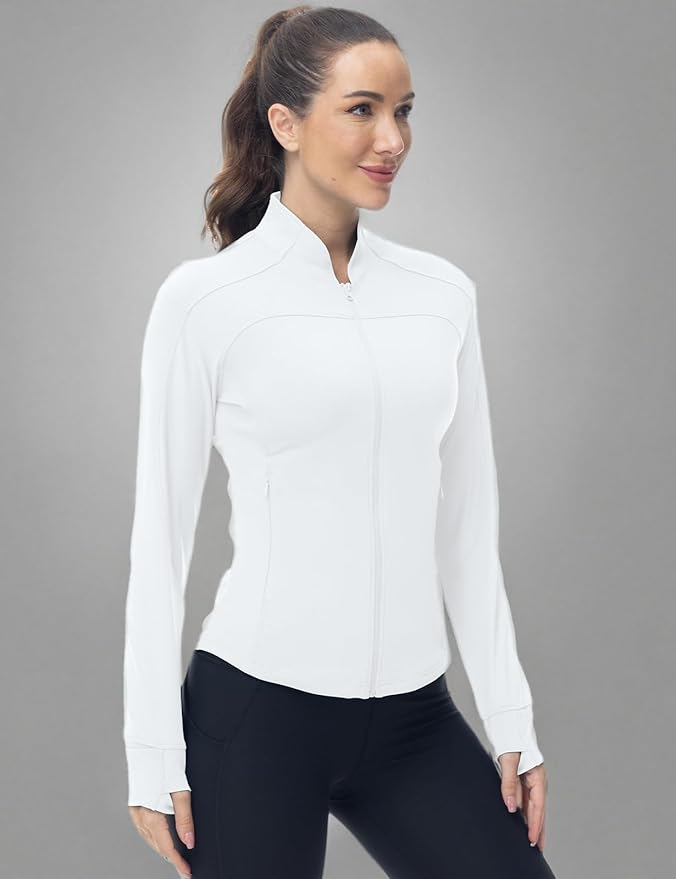 Gopune Women's Workout Athletic Jacket Lightweight Zip Up Yoga Slim Fit Tops with Pockets