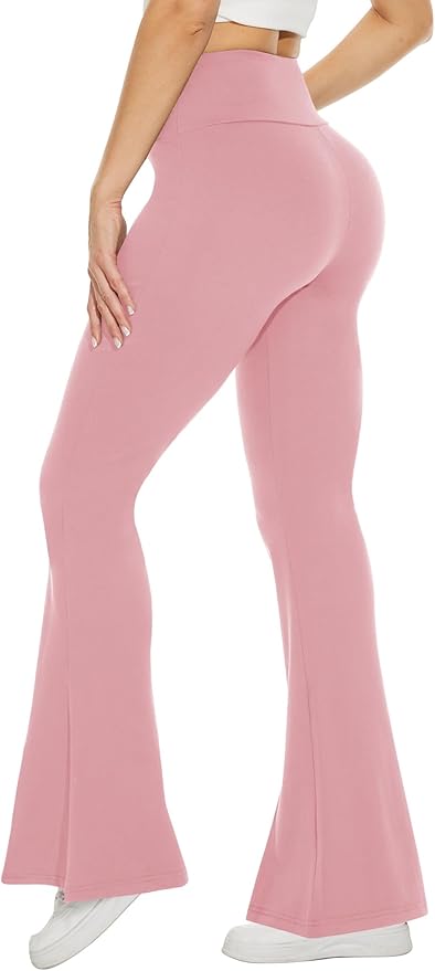 TNNZEET Black Flare Leggings for Women, Crossover Yoga Pants with Pockets Bootcut Flared Leggings