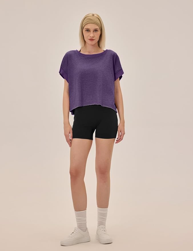 UNIANKIYA Open Back Workout Tops for Women Loose Fit Athletic Crop Tee Short Sleeve Gym Running Yoga Shirt