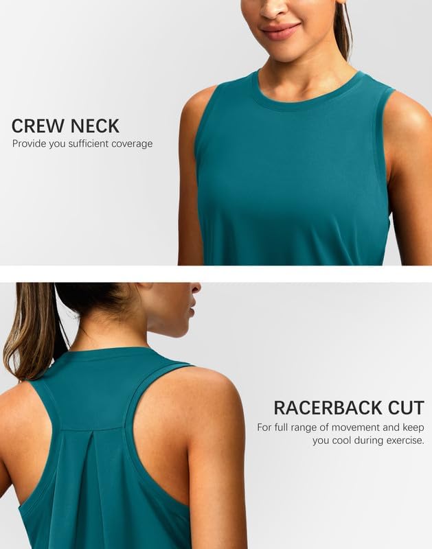 Women's Workout Tops Racerback Athletic Tank Tops Sleeveless Loose Fit Yoga Running Gym Shirts for Women