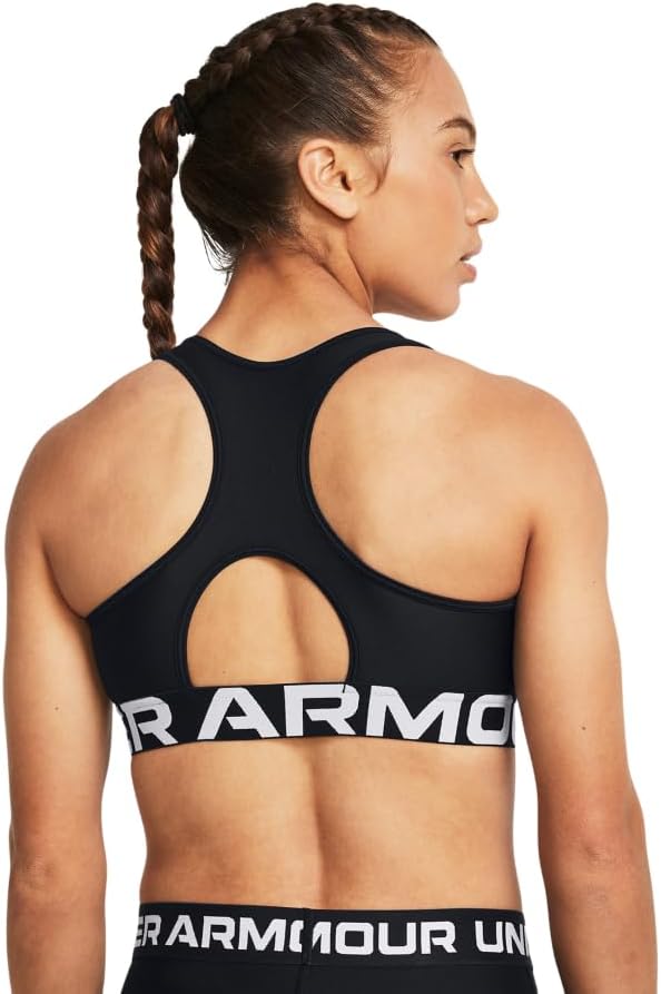 Under Armour Womens HeatGear Authentics Mid Impact Branded Sports Bra