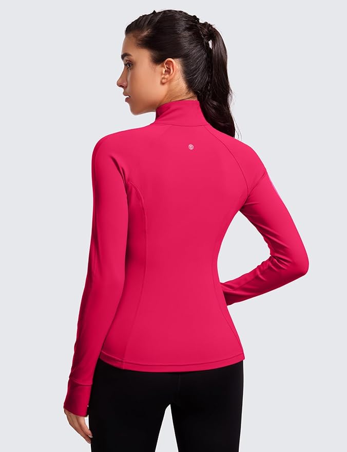 CRZ YOGA Butterluxe Hip Length Jackets for Women - Full Zip Athletic Track Tops with Thumb Holes Pockets