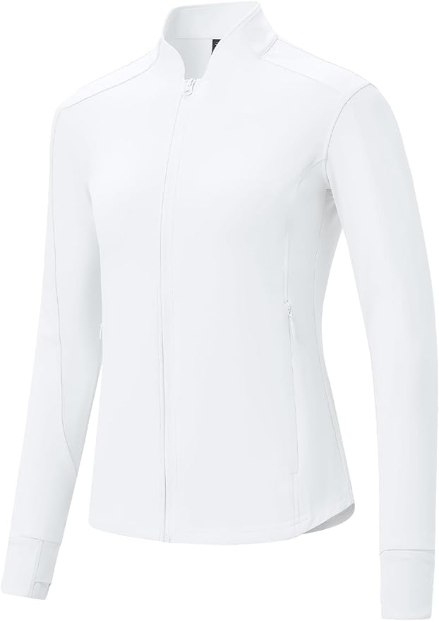 BGOWATU Women's Workout Athletic Jacket Full Zip Running Jackets Gym Yoga Track Tops with Pockets Thumb Hole