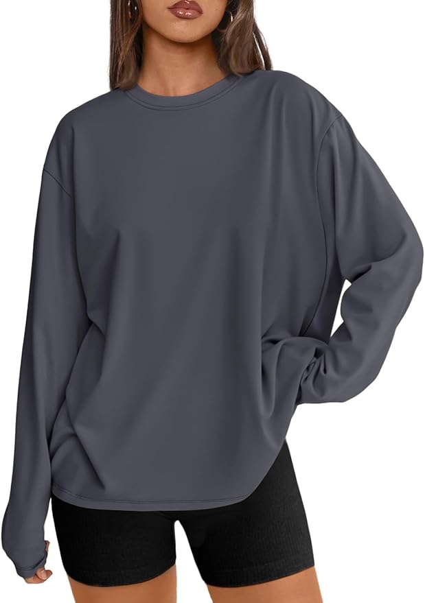Trendy Queen Womens Spring Tops Oversized Long Sleeve T Shirts 2026 Basic Tee Fall Casual Workout Y2K Clothes