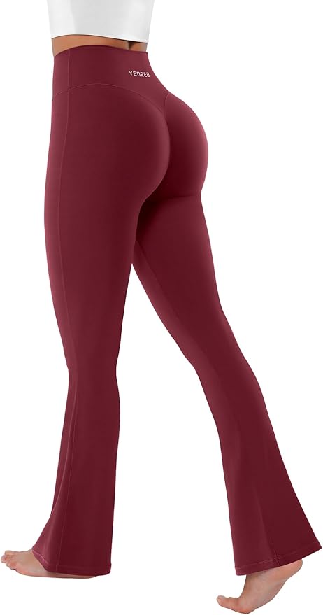 YEOREO Women's Mini Flared Workout High Waist No Front Seam Yoga Legging Pants