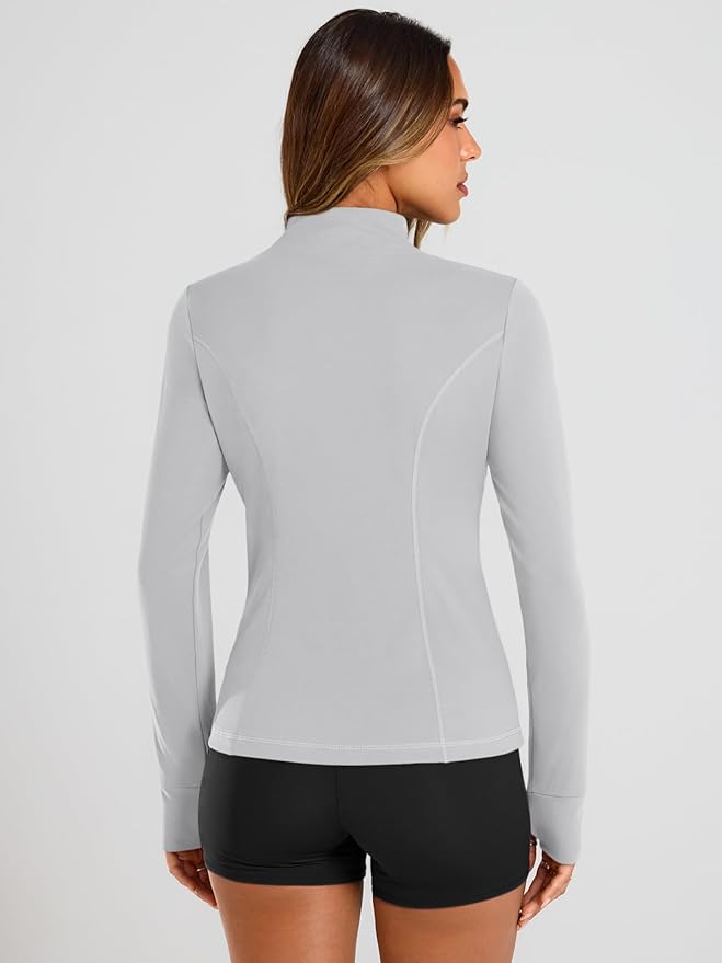 Trendy Queen Womens Lightweight Zip Up Jackets 2026 Athletic Workout Hoodies Spring Shirt Fitted Gym Clothes with Pocket