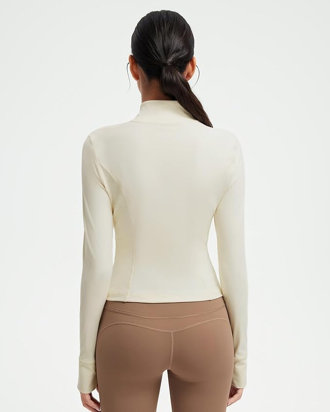 SUUKSESS Women Golden Full Zip Up Workout Cropped Jackets Lightweight Athletic Yoga Tops