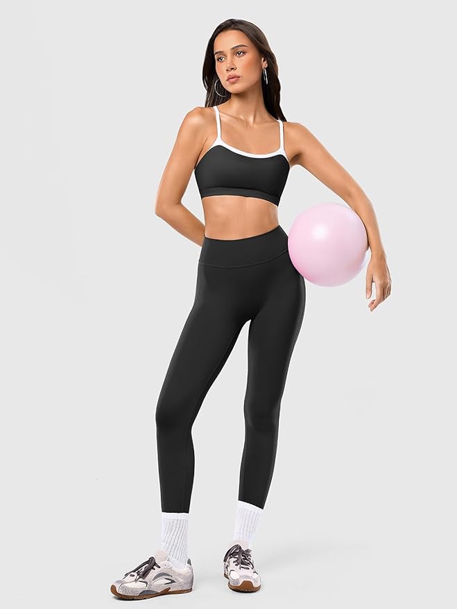 2 Piece Workout Sets for Women, Camisole Square Neck Tops & Seamless Leggings, Gym Yoga Pilates Outfits