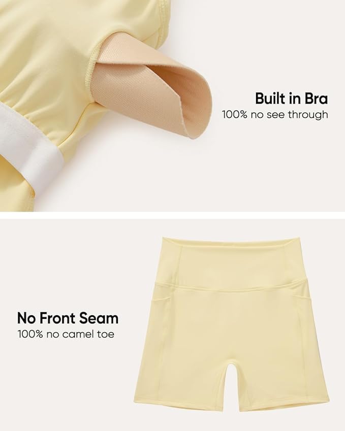 OMKAGI Workout Sets for Women Cute Spaghetti Strap Tank Tops Booty Shorts Outfits with Pockets