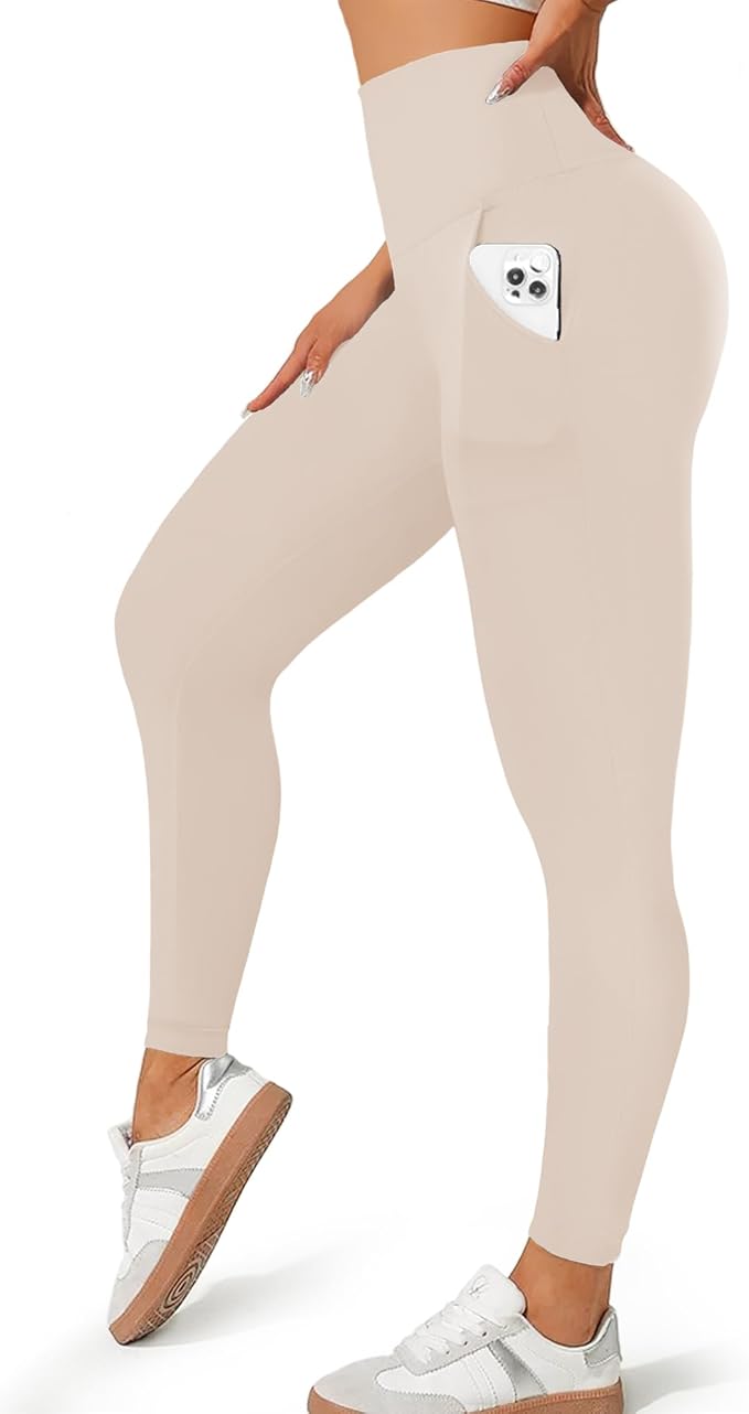 MOREFEEL Leggings with Pockets for Women, High Waisted Tummy Control Workout Hip Lift Yoga Pants Activewear