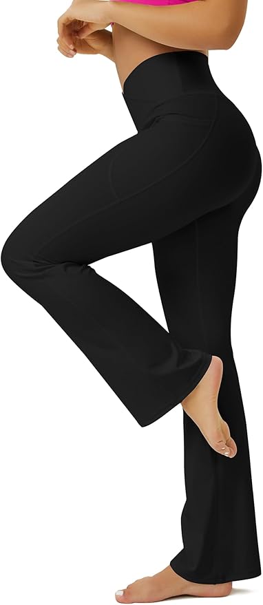 FOHOFO Yoga Pants Women, Flare Leggings for Women with Pockets Crossover High Waisted Bootcut Yoga Pants