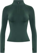AUROLA Influence Workout Jacket for Women, Half Zip Cropped Slim Fit Long Sleeve Yoga Jackets Athletic Top with Thumb Holes