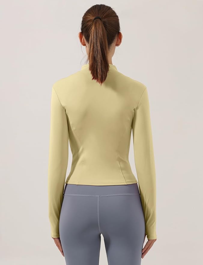 Locachy Women's Lightweight Stretchy Workout Full Zip Running Track Jacket with Thumb Holes