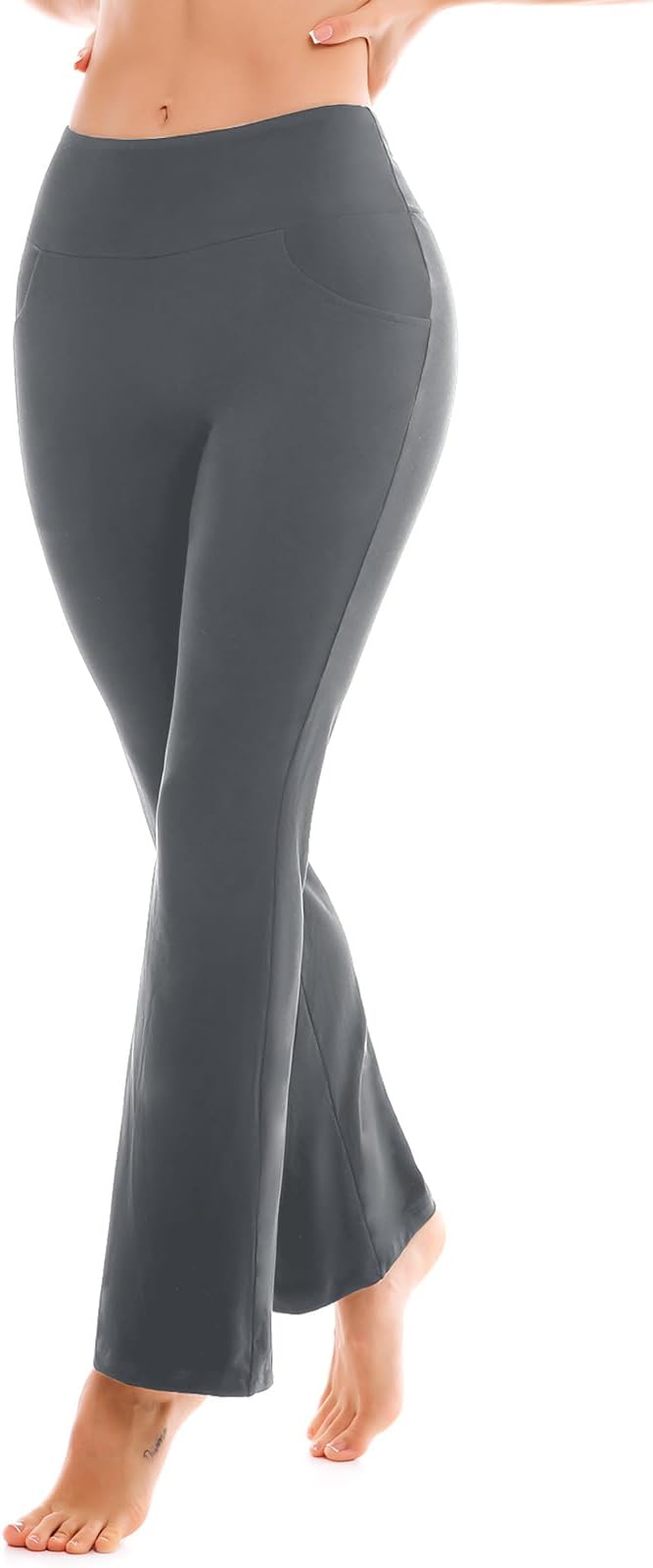 SINOPHANT Flare Leggings for Women with Pockets,High Waisted Tummy Control Bootcut Yoga Pants for Women Soft Bell Bottoms