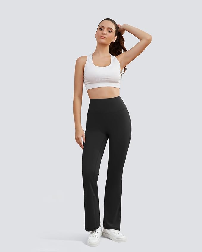 Yoga Pants for Women High Waisted Flare Leggings Bell Bottom Leggings Front Seamless Flared Workout Pants Tummy Control