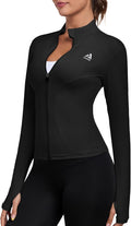 Women's Full Zip Workout Jacket Lightweight Running Slim Fit Athletic Jackets With Thumb Holes