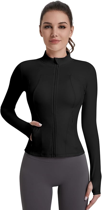 VUTRU Womens Workout Yoga Jacket Lightweight Zip Up Athletic Jacket Lightweight Cropped Jacekt with Pockets