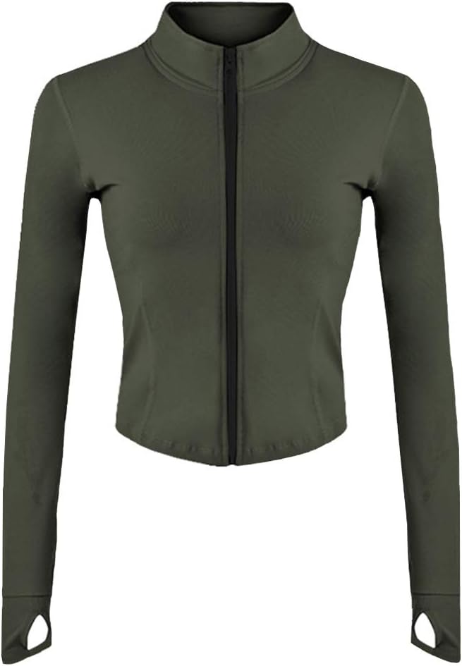Gihuo Women's Workout Jacket Lightweight Zip Up Athletic Cropped Running Jacket