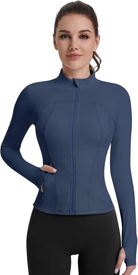 VUTRU Womens Workout Yoga Jacket Lightweight Zip Up Athletic Jacket Lightweight Cropped Jacekt with Pockets