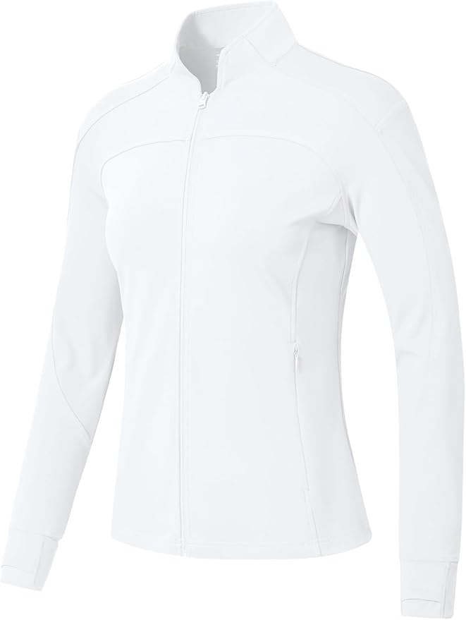 BGOWATU Women's Workout Jacket Lightweight Zip up Running Athletic Jackets with Thumb Holes