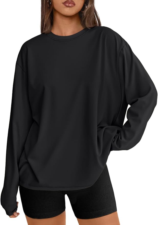 Trendy Queen Womens Spring Tops Oversized Long Sleeve T Shirts 2026 Basic Tee Fall Casual Workout Y2K Clothes