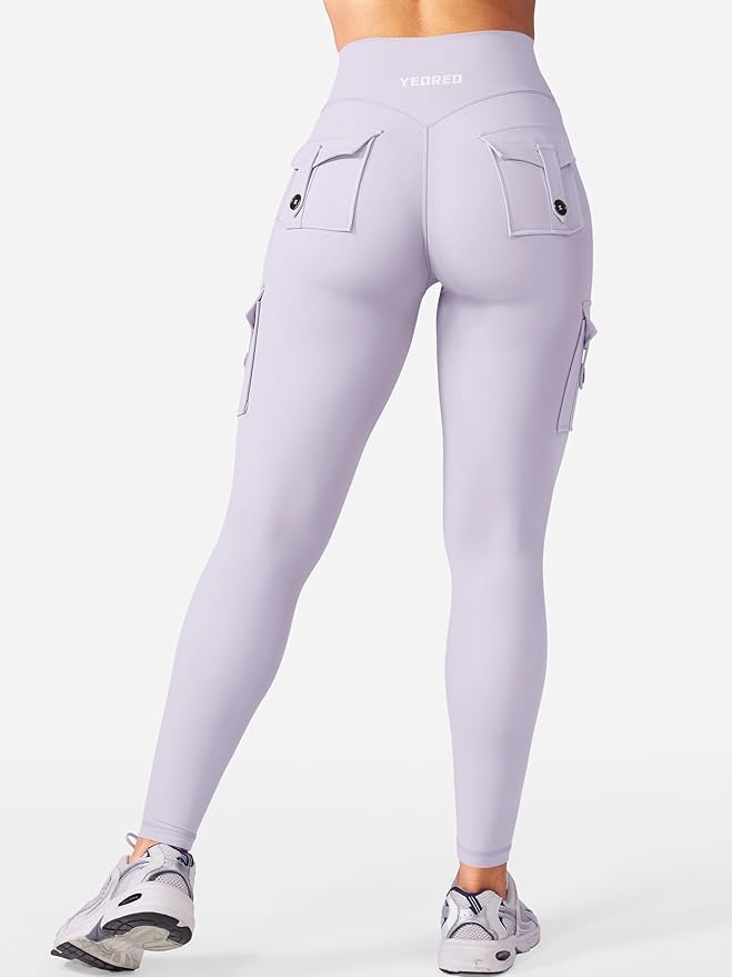 YEOREO CoreFlex Workout Cargo Leggings with Pockets for Women Hidden Scrunch Butt Lifting Leggings Gym Yoga Pants