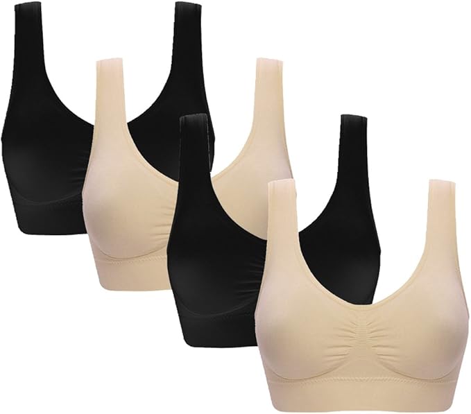 Vermilion Bird Women's 3 Pack Seamless Comfortable Sports Bra with Removable Pads