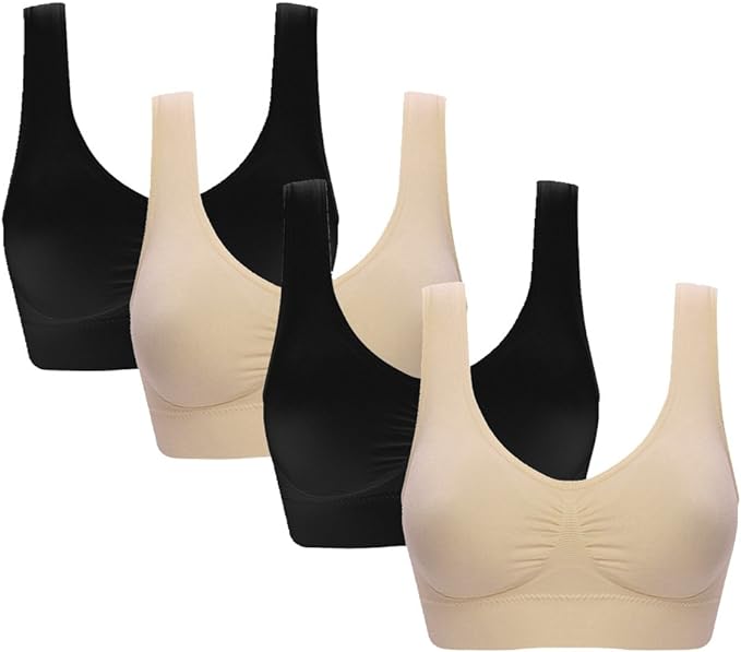 Vermilion Bird Women's 3 Pack Seamless Comfortable Sports Bra with Removable Pads