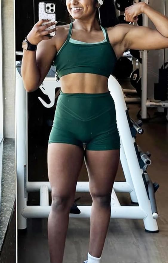 Aoxjox Women's Workout Sports Bras Takes Two Bra High Impact Training Fitness Running Yoga Crop Tank