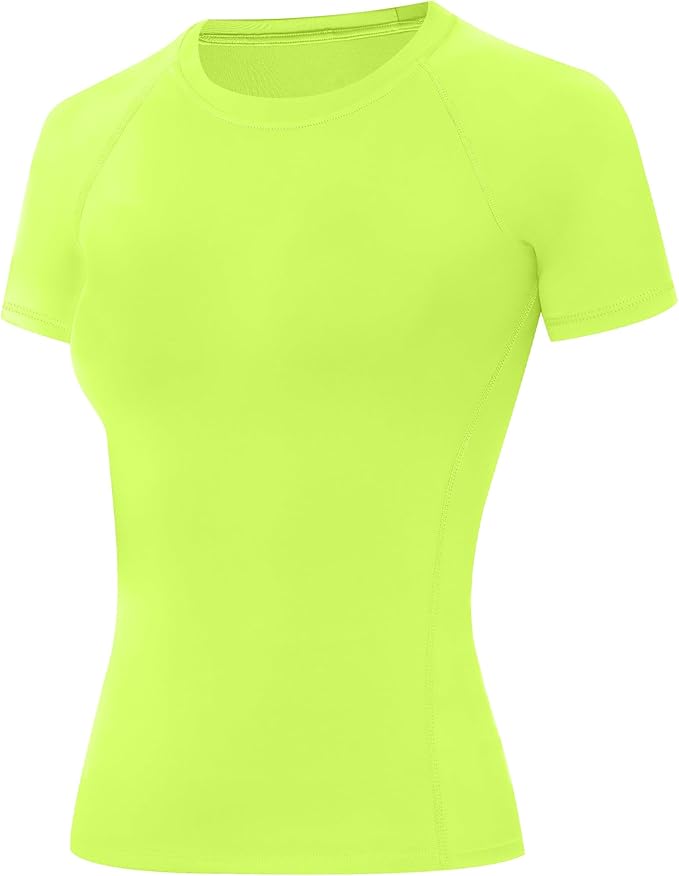 Runhit Compression Shirt Women Short Sleeve Workout Tops Athletic Gym Moisture Wicking T-Shirt Running Yoga Base Layer