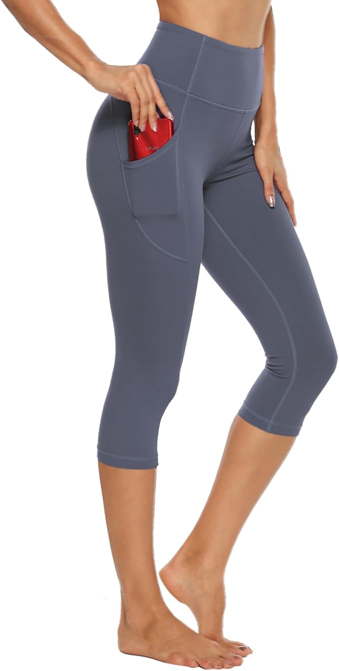 Stelle Women's Capri Yoga Pants with Pockets Essential High Waisted Leggings for Workout