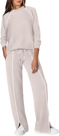 WIHOLL Lounge Sets for Women 2 Piece Fall Outfits 2025 Wide Leg Pant Matching Sets Womens Clothing