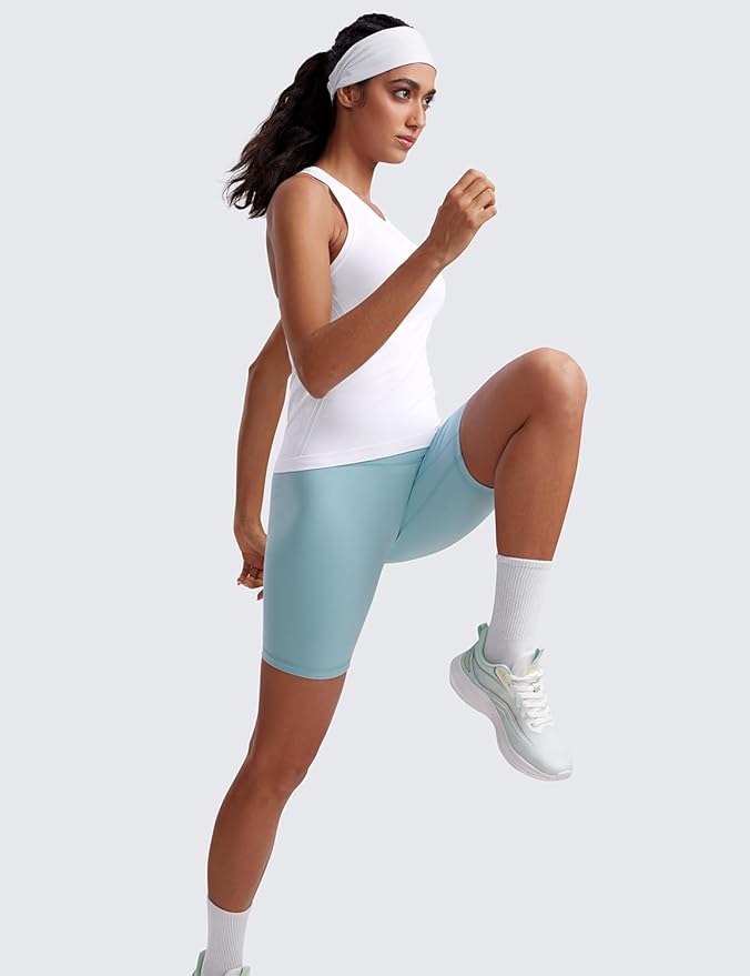 CRZ YOGA Seamless Workout Tank Tops for Women - Athletic Running Gym Sleeveless Shirts Crewneck Racerback Breathable