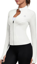 Women's Full Zip Workout Jacket Lightweight Running Slim Fit Athletic Jackets With Thumb Holes