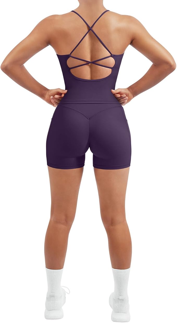 SUUKSESS Women 2 Piece Workout Sets Padded Tank Tops Tummy Control Leggings Gym Outfits