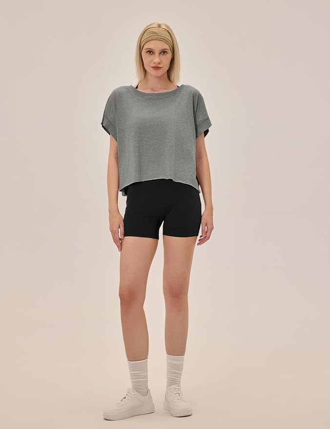 UNIANKIYA Open Back Workout Tops for Women Loose Fit Athletic Crop Tee Short Sleeve Gym Running Yoga Shirt