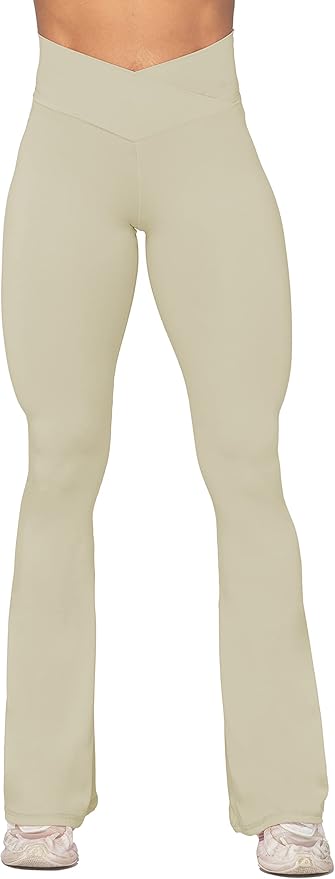 Sunzel Flare Leggings, Crossover Yoga Pants with Tummy Control, High-Waisted and Wide Leg