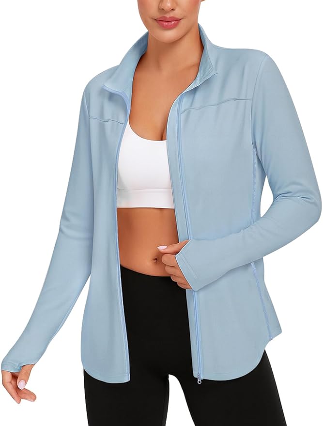 Vldnery Women's UPF 50+ Sun Protection Lightweight Jacket Zip Up Long Sleeve Sun Shirt for Women with Thumb Hole Hiking