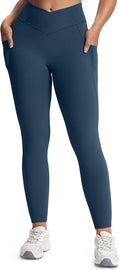 Aoxjox Women's Trinity High Waisted Yoga Pants with Pockets Cross-Waist Tummy Control Buttery Soft Workout Leggings 26"