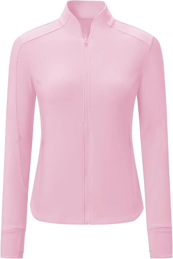 BGOWATU Women's Workout Athletic Jacket Full Zip Running Jackets Gym Yoga Track Tops with Pockets Thumb Hole