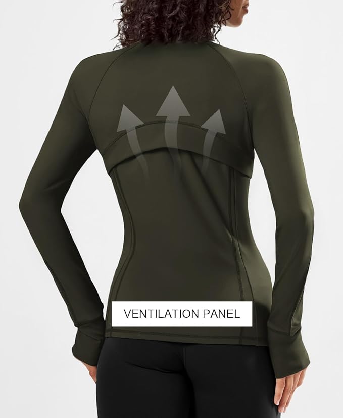 Waitfairy Zip Up Jackets for Women Yoga Gym Top Running Workout Jackets for Woman Track Jacket Women with Thumb Holes