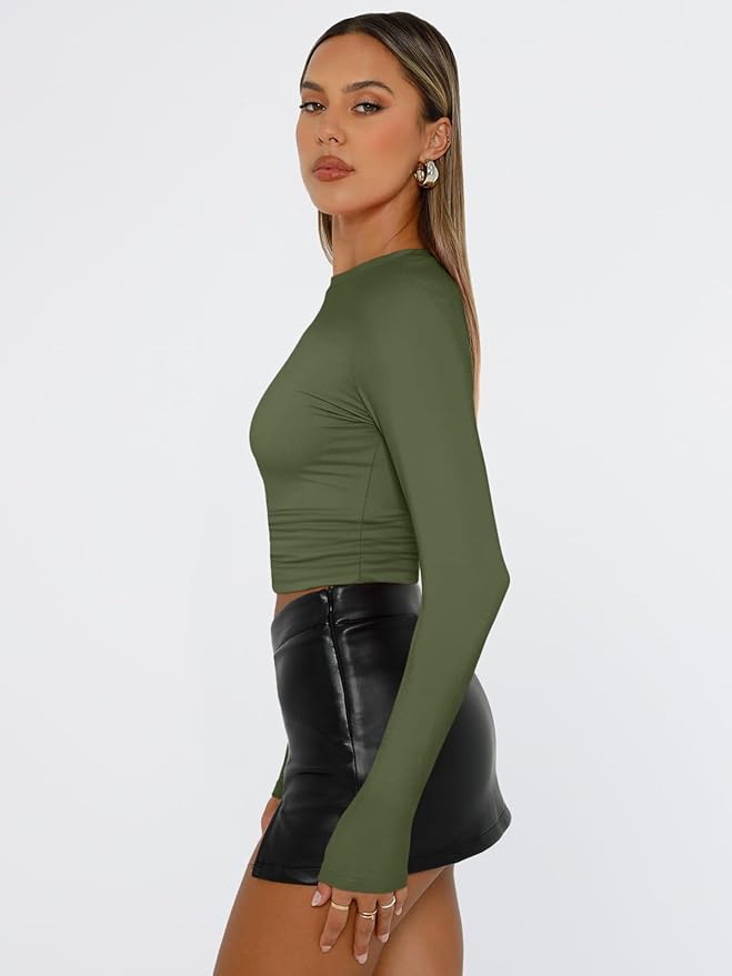 Trendy Queen Womens Long Sleeve T Shirts Fall Fashion 2026 Basic Crop Tops Going Out Outfits Y2k Clothes