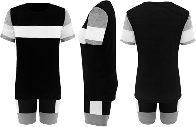 KINIKO Women's 2 Piece Casual Fashion Sports Solid Color Suit short Sleeve top and Pants Set Sweatshirt
