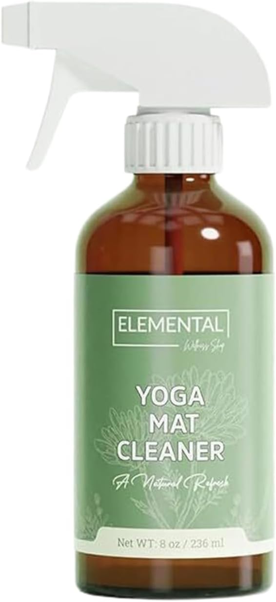 Elemental Wellness Yoga Mat Cleaner Spray – Natural Deodorizer with Essential Oils – Non-Toxic, Fresh Scent – Safe for All Mats, Gym Equipment & Accessories – 8 oz